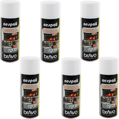 Lot de 6 bombes de peinture professionnel Nespoli - haute température blanc - 400ml