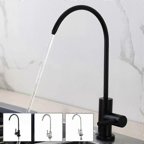 Küchenarmatur mit direktem Trinkwasseranschluss, Oberfläche aus mattschwarzem Edelstahl, Küchenwasserfiltersystem (1/4)