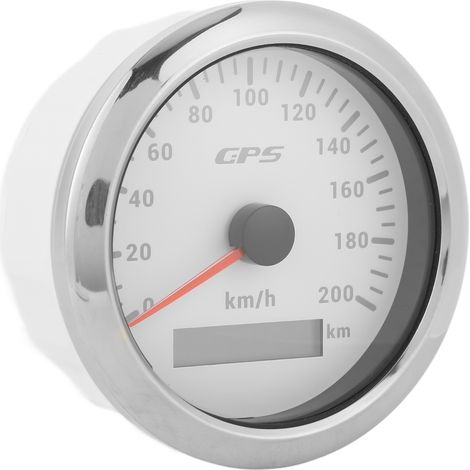Compteur GPS 0-200km/h 3.3in avec Rétroéclairage, Étanche IP67 pour Voiture Bateau Yacht, Cadran Blanc (1/5)