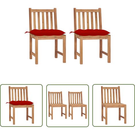 The Living Store Gartenstühle 2 Stk. mit Kissen Massivholz Teak - Gartenstühle - Teakholz - Gartenmöbel - Esszimmerstühle - Balkonmöbel (1/5)