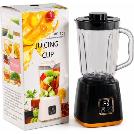 Blender Électrique Portable HP-158 7,4 V avec Double Affichage Numérique, Gobelet à Jus et Smoothies, Noir (1/5)