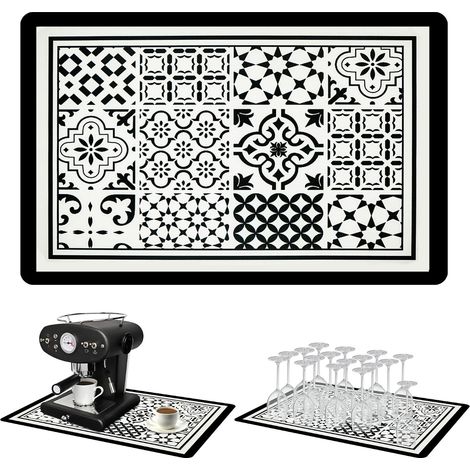Absorbent Coffee Machine Draining Mat – Coffee Maker Accessories Drainer Table Work Barista Kitchen Draining Sink Non-Slip Washable Anti-Scald Isolate Mixer Mat Anti-Vibration 40 x 60 cm (1/5)