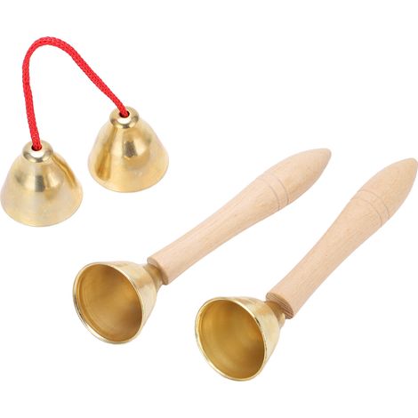 Cloche Vintage en Aluminium, Son Clair et Résonnant, Poignée en Bois Ergonomique, Clochette de Table à Main pour Dîner (1/5)