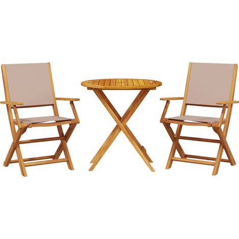 Maison Exclusive - Set da Bistrot 3pz Tortora in Tessuto e Legno Massello