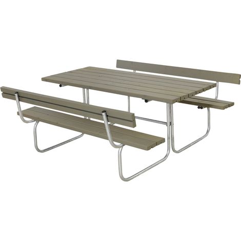 Plus Kombimöbel Classic 177 x 177 x 75 cm mit 2 Rückenlehne, graubraun Gartenmöbel-Set