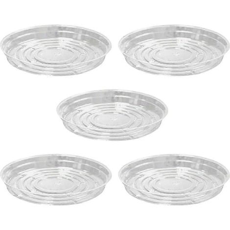 Soucoupes robustes pour pots de fleurs - Lot de 5 plateaux en plastique transparent pour l'intérieur et l'extérieur (1/5)