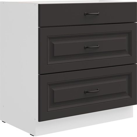 Küchen Unterschrank 80 cm Stilo Grau Vollauszug Soft-Close Küche Küchenzeile (1/5)