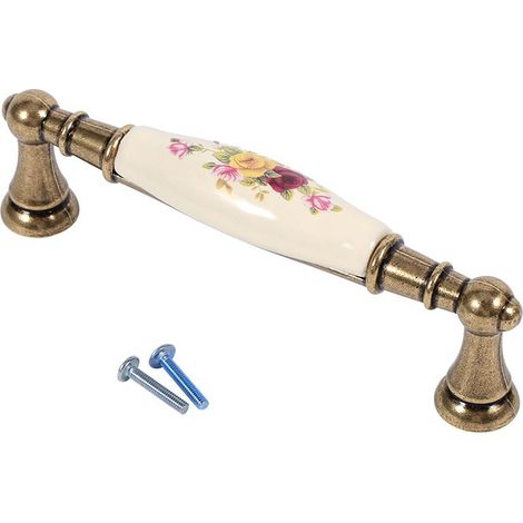 Poignée de porte en céramique bronze fleur rurale, tiroir de meuble armoire, bouton de tirage DIY 1 (1/5)