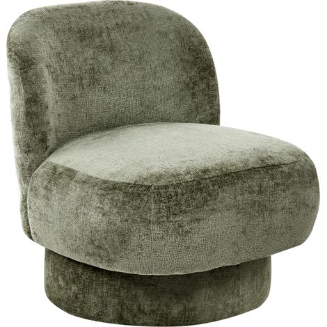 Sillón giratorio con tapizado de chenilla respaldo curvo estilo retro verde Aylo