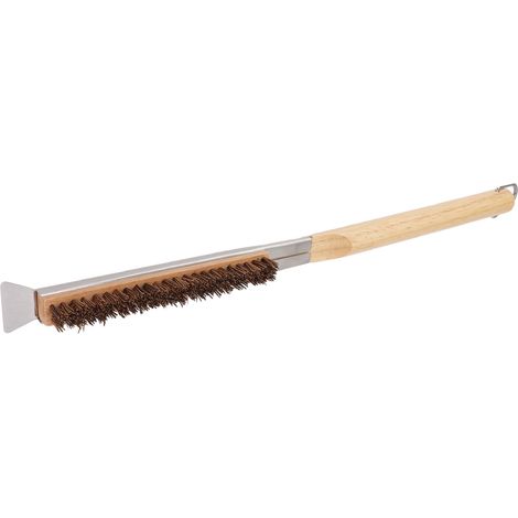 Brosse à pizza avec racloir, manche en bois détachable, fibres de coco pour nettoyage pierre à pizza, accessoire four extérieur (1/5)