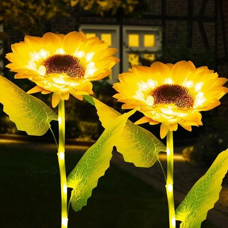 Lumière Solaire Jardin, 2 Pièces Fleur Pissenlit Lampe Solaire Extérieure pour Décoration de Jardin Patio, Mariage, Noël, Pelouse, Terrasse (1/5)
