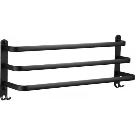 Porte-Serviettes Mural en Aluminium, 3 étages Porte Serviette Salle de Bain étagère Serviette avec Crochets, Étanche - pour Salle de Bain, Cuisine, Salle de Bain (1/5)