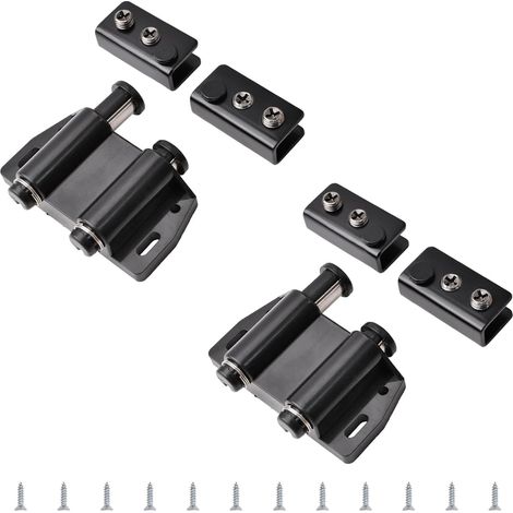 Lot de 4 loquets magnétiques pour porte en verre - Réglable - Sans cadre - Avec pince d'armoire - Convient pour porte en verre oscillante de 3 à 6 mm (blanc) (1/5)