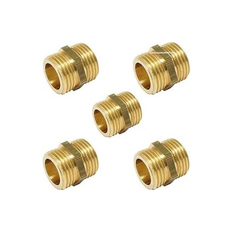 Set di 5 Nipplo in ottone 1/2'' x 1/2''  Accessorio in ottone Aenor  Maschi in ottone filettati  Maschio filettato in ottone