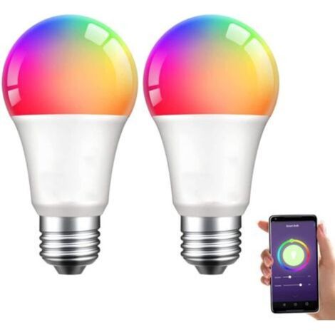 Guirlande lumineuse de Noël Alexa Ampoule LED intelligente E27 9 W RGBCW Changement de couleur 2200-6500 K 1000 lm Compatible avec Alexa, Google Assistant (2 pièce, E27) (1/5)
