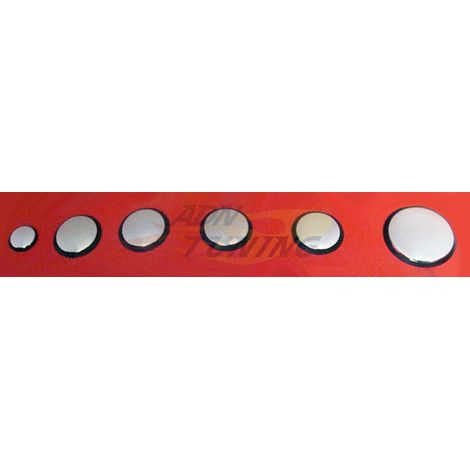 Pack de 6 cache-trous en ABS chrome – Diamètres 13mm, 22mm, 32mm – Finition esthétique pour installations – Épaisseur 2mm – Caliber