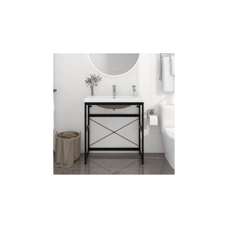Cadre de lavabo de salle de bain vasque à encastrer Noir Fer