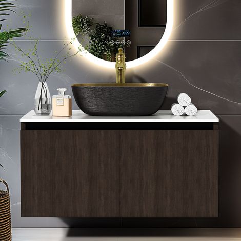 LUVODI Aluminium Bathroom Vanity With Countertop Sink Copper Faucet Set