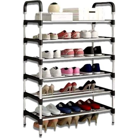 TrAdE Shop Traesio - Scarpiera Scaffale A 6 Ripiani Salvaspazio Organizer Ordina Arredo Scarpe In Acciaio - (1/2)