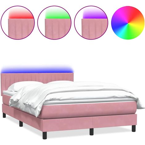 Maison Exclusive - Letto a Molle con Materasso e LED Rosa 140x210 cm in Velluto