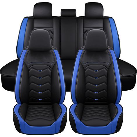 5 Sitzer für BMW PU Leder Auto Sitzbezüge Kissen Pad Matte Protector Schwarz&Blauer Rand (1/5)