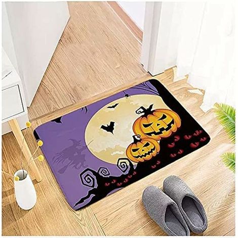 Impression Flanelle, Couverture Bienvenue Home Porte Avant Halloween Décor, Tapis de porte Tapis antidérapant en plein air carpe extérieure, tapis de moquette absorbant de salle de bain, 40  60cm