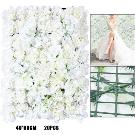 20 Stück künstliche Blumen Wandtafel Dekoration, romantische Blumen Hintergrundtafel Heimdekoration, Hochzeitsparty Hintergrund, 40 x 60 cm x 20 Stück