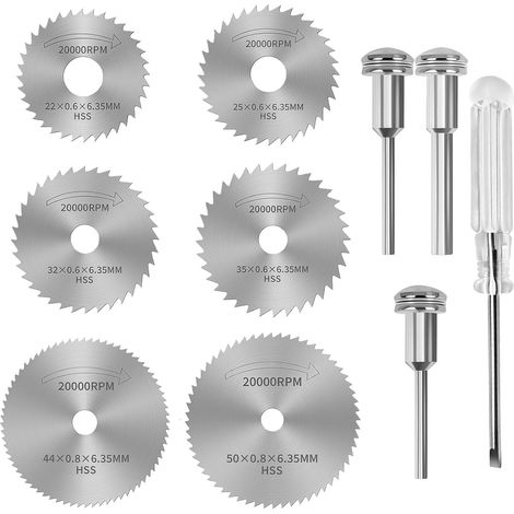 10pcs Mini Disques de Scie Circulaire pour Dremel, Lames de Perceuse à Disque, HSS, Lames pour Couper Bois, Métal et Plastique, Accessoires Outils Rotatifs (1/5)