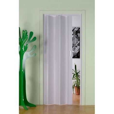 Porta a Soffietto 83x214 cm PVC Bianco Maniglia ABS Riducibile (1/5)