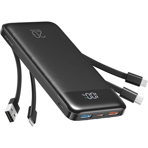 22.5W Batterie Externe, 20000mAh Power Bank avec 4 Câbles Intégré (1/5)