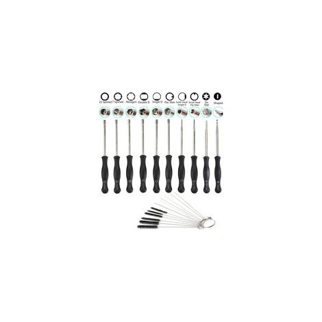 Kit de clé de réglage de carburateur Débroussailleuse et tronçonneuse,lot de 10 Outil de réglage de carburateur avec brosse de nettoyage Aiguille de carburateur