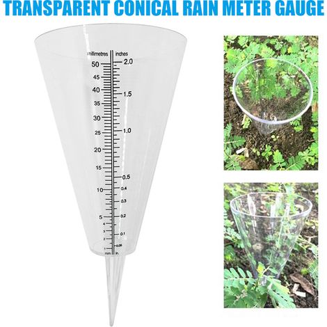 Pluviomètre conique en plastique transparent – gobelet doseur pour jardin extérieur – 50 mm (1/4)