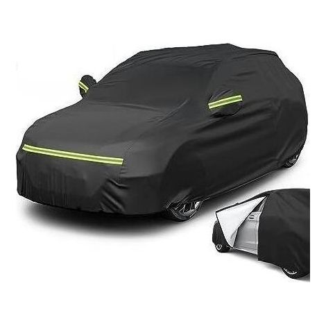 Autoabdeckung 460x180x168cm, schwarze Outdoor-Autoabdeckung, wasserdichte Abdeckung für SUVs mit seitlicher Öffnung für die Fahrgastzelle, atmungsaktive Baumwolle, UV-beständig, schnee- und staubabwei (1/5)