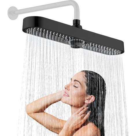 Soffione doccia a pioggia, soffione doccia a pioggia a 3 modalità, soffione doccia anticalcare, soffione doccia fisso girevole a 360°, soffione doccia ad alta pressione (48x8,8 cm)
