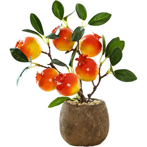 1 Planta artificial, frutas y follaje, musgo duradero, maceta de pulpa, decoración para interiores y exteriores. (1/5)