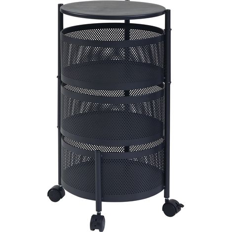 Chariot de service desserte cuisine salon meuble de rangement à 3 niveaux acier 60 x 33 cm noir (1/5)
