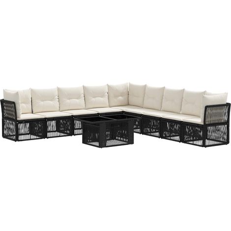 Set Divano da Giardino 10 pz Nero polyrattan vidaXL (1/5)