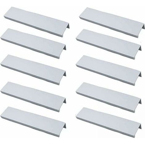 10 Pack Kitchen Cabinet Handles - Invisible Handle, Brushed Furniture Handle, Silver Aluminum Alloy Furniture Handle, Center Distance 64 mm, YMYNY (1/4)