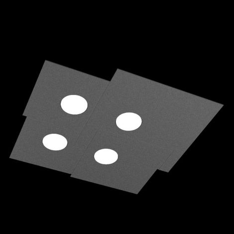 Plafoniera moderna top light plate 1129 pl4 gx53 led metallo lampada soffitto, finitura metallo antracite
