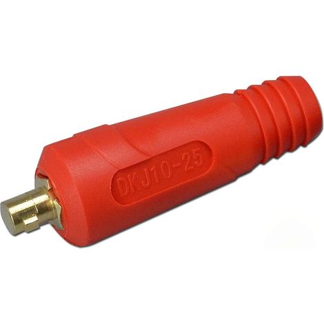 Câble pour torche de soudage TIG eu de fiche et prise pour connecteur de soudage DKJ10-25 & DKZ10-25 200A Connecteur Raccord rapide style Dinse en couleur rouge 2 pièces Ensemble de prise et de douil (1/5)