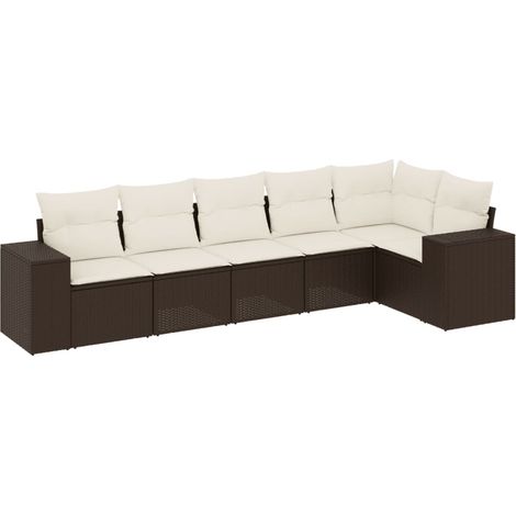 Maison Exclusive - Salon de jardin avec coussins 6 pcs marron résine tressée (1/3)