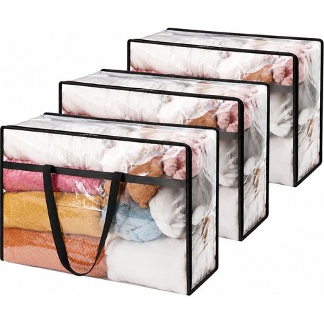 Sacs de rangement transparents pour couettes, grande capacité, en PVC imperméable, pour déménagement en résidence étudiante, 40 L (60 L) x 3 pièces (1/5)