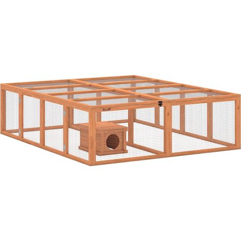 Kaninchenstall mit großem Auslauf, modulares Design, Holz