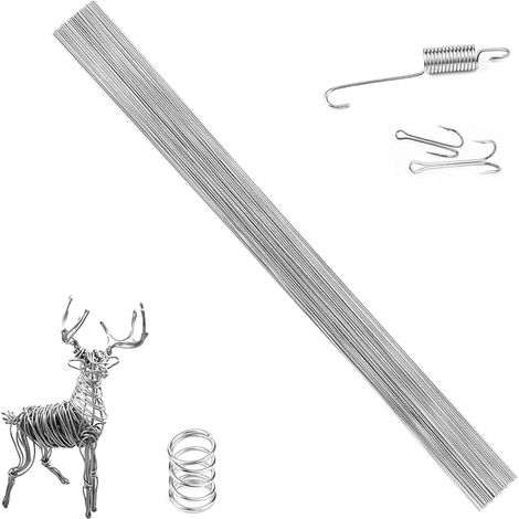 LALAGO Lot de 50 Fil en acier inoxydable, 1mm x 400mm Droit Fil acier à ressort, Fil à ressort en acier inoxydable pour le bricolage (1/5)