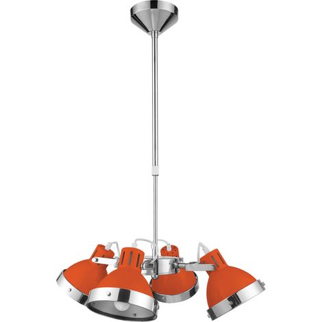 Premier Housewares Orange Shade and Chrome 4 Shad Pendant Light (1/2)