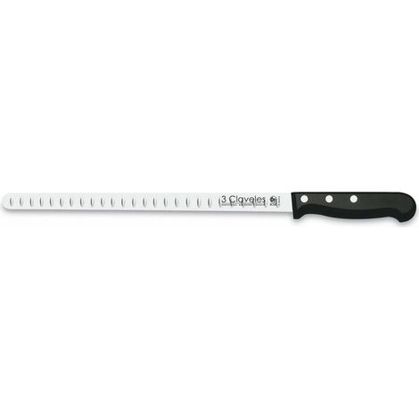 FPLUS cuchillo jamon-salmon 29cm.alveolado , Material Acero Inoxidable, Mango POM
Producción Estampado
Características Alveolado
Tamaño 29 cm
Color Negro
Acabado Pulido Mate
Presen
