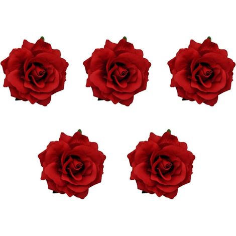 5-teiliges Set rosa Stoffbroschen mit Blumenmuster, vielseitig verwendbar für Haar und Brust (1/5)