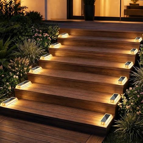 12 Pack Outdoor Solar Ground Lights Solar Powered Waterproof LED Garden Lighting for Paths, Stairs, Patio, Driveway, Pool, Warm White (1/5)