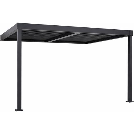 Pergola bioclimatique adossée en aluminium noir 3x3m SIFNOS