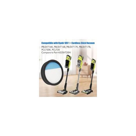 6 pièces Filtres lavables pour aspirateur Ryobi 18 V 1 + balai sans fil PCL720, PBLSV716, PBLSV717 (1/5)